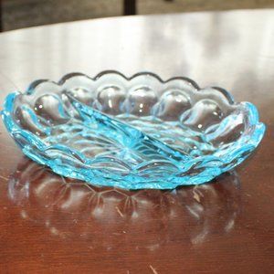 Vintage Blue Glass Divided Dish